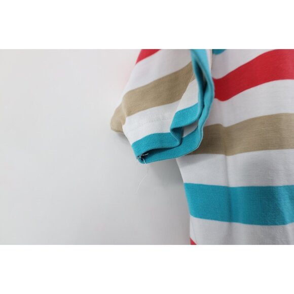 Vtg 90s Streetwear Womens Medium Striped Color Block Pocket T-Shirt Cotton USA - Picture 7 of 12